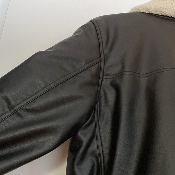 Zara H&M NWOT Biker Moto Sherpa Fur Leather Insulated Jacket Oversized Bloggers - Picture 8 of 16